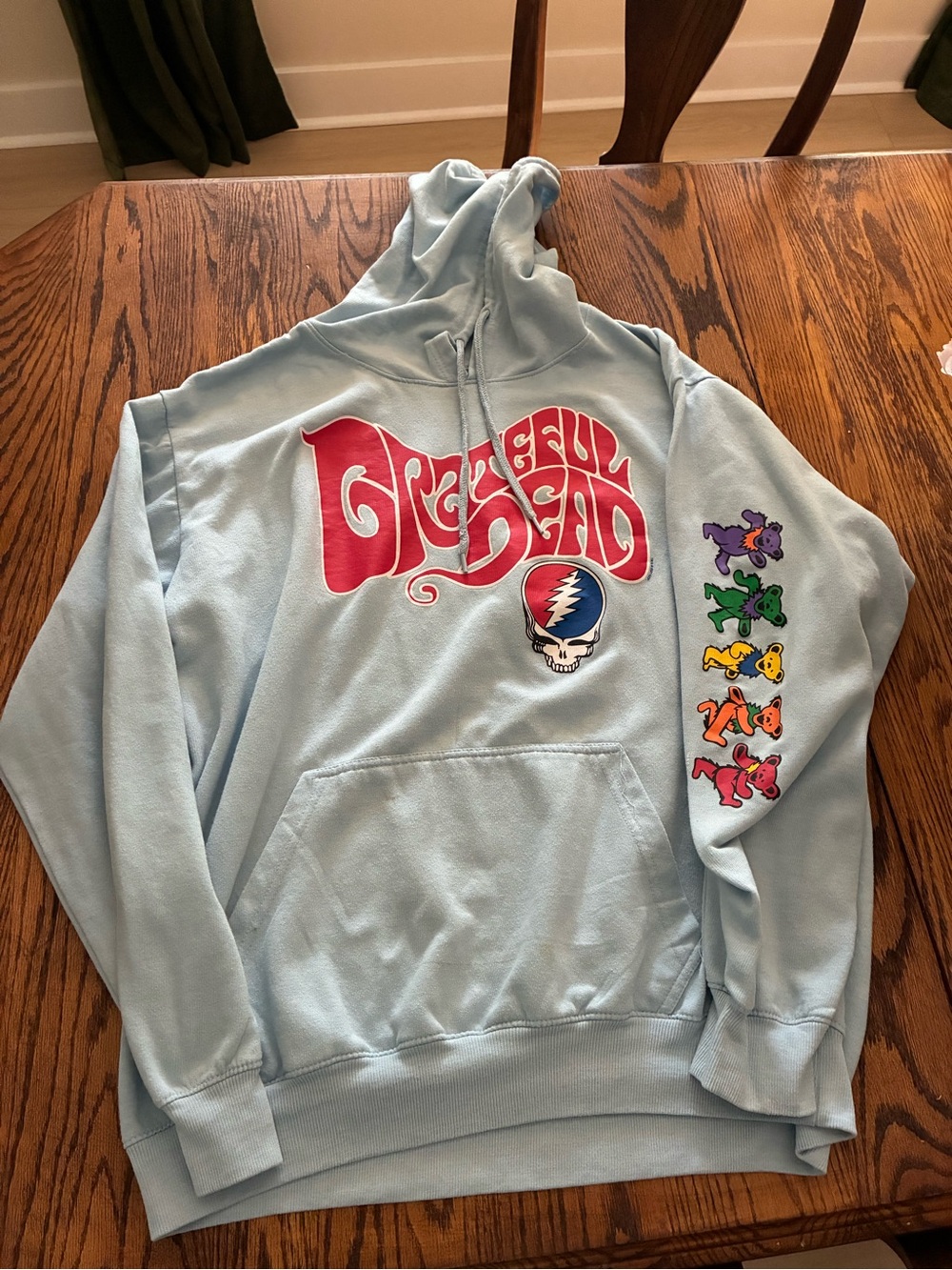 Liquid Blue Light Blue Grateful Dead Crewneck Sweatshirt with Multicolor Bears